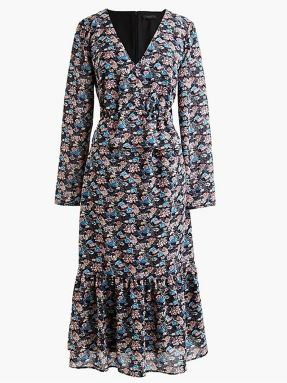 J. Crew Ruffle Hem Paisley Floral Midi  Dress Size 4